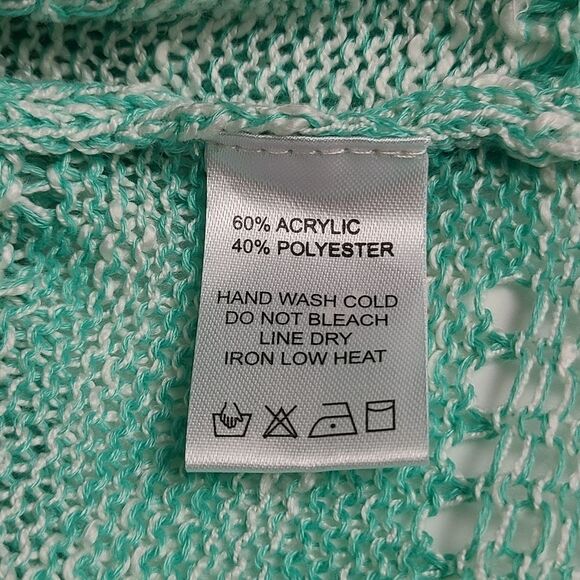 EE:SOME Womens Knit Cardigan Sweater Top Shirt Green White Button Down Size M L - Picture 12 of 12